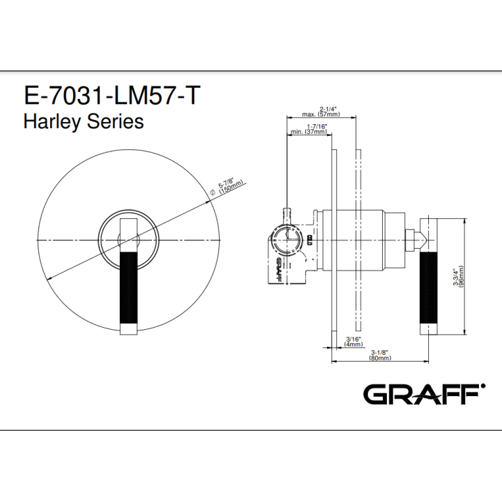 Element zewnętrzny Graff Harley baterii natryskowej progresywnej chrom E-7031-LM57-PC-T