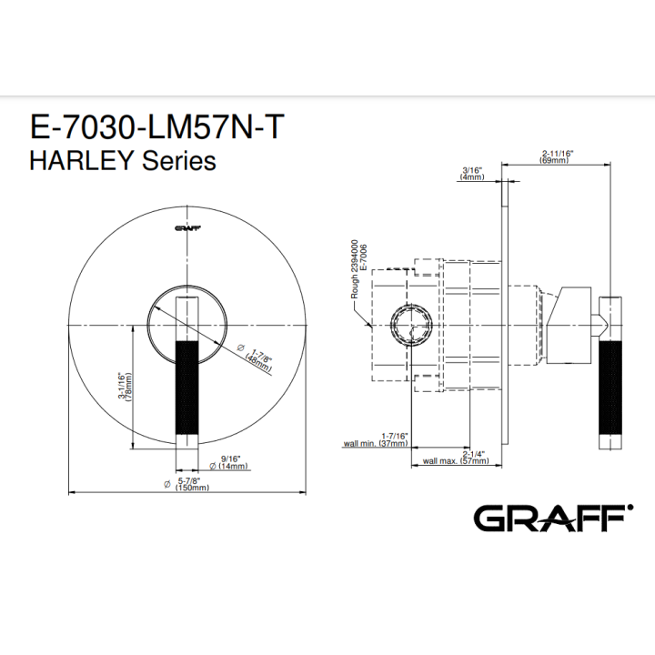Element zewnętrzny Graff Harley baterii natryskowej chrom E-7030-LM57N-PC-T