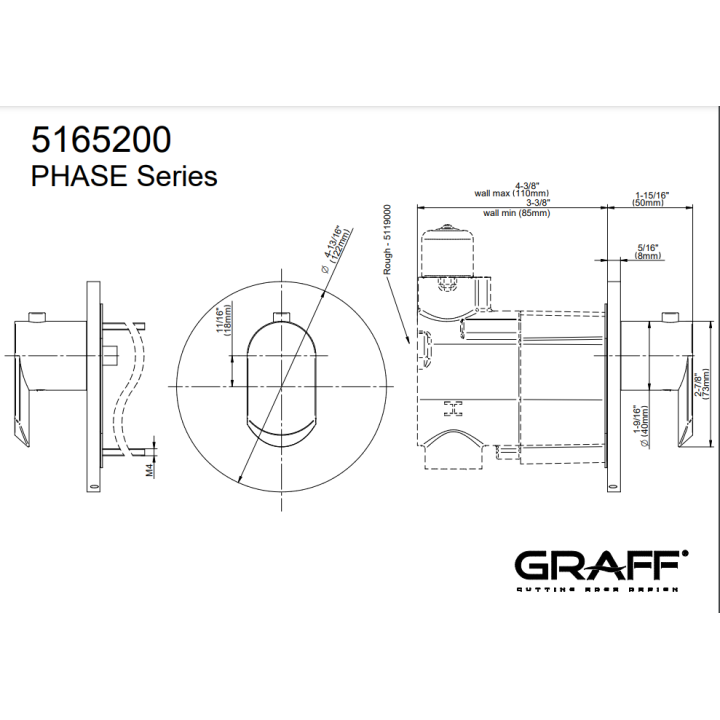 Element zewnętrzny Graff Solar baterii natryskowej termostatycznej chrom E-8037-LM45E-PC-T