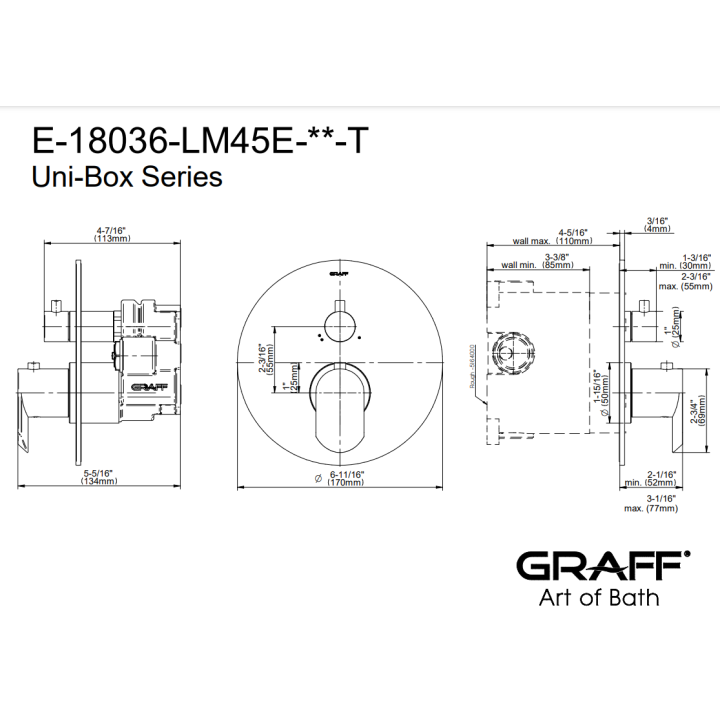 Element zewnętrzny Graff Phase baterii natryskowej termostatycznej na 2 wyjścia chrom E-18036-LM45E-PC-T