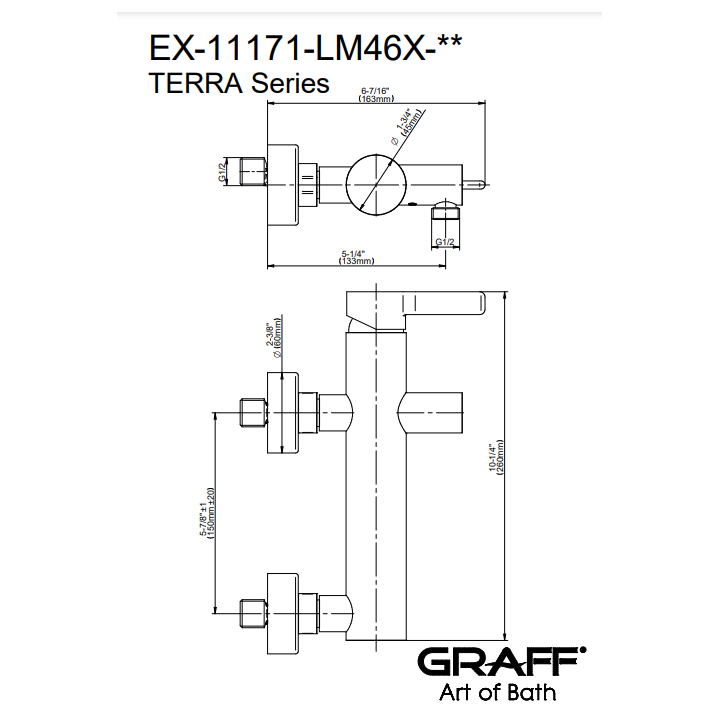 Bateria natryskowa Graff Terra chrom 11171-LM46X-PC