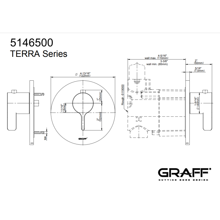 Element zewnętrzny Graff Terra baterii natryskowej termostatycznej chrom E-8037-LM46E-PC-T