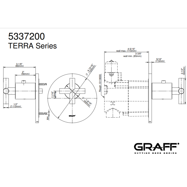 Element zewnętrzny Graff Terra baterii natryskowej termostatycznej chrom E-8037-C17E-PC-T