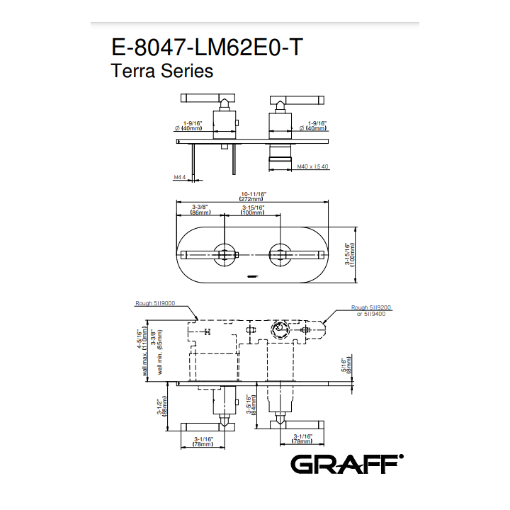 Element zewnętrzny Graff Terra baterii natryskowej chrom E-8047HH-LM62E0-PC-T