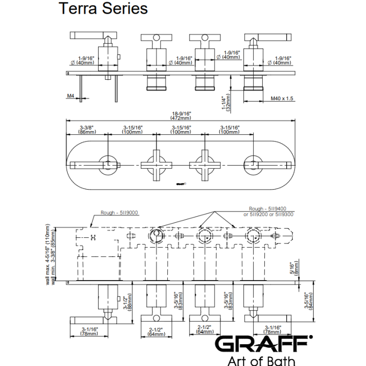 Element zewnętrzny Graff Terra baterii natryskowej chrom E-8058HH-ALM62C17-PC-T