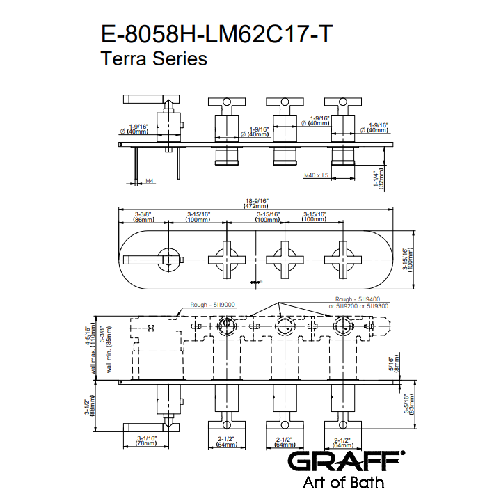 Element zewnętrzny Graff Terra baterii natryskowej chrom E-8058HH-LM62C17-PC-T