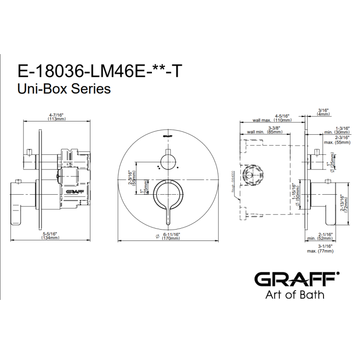Element zewnętrzny Graff Terra baterii natryskowej na 2 wyjścia chrom E-18036-LM46E-PC-T