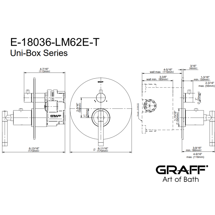 Element zewnętrzny Graff Terra baterii natryskowej na 2 wyjścia chrom E-18036-LM62E-PC-T