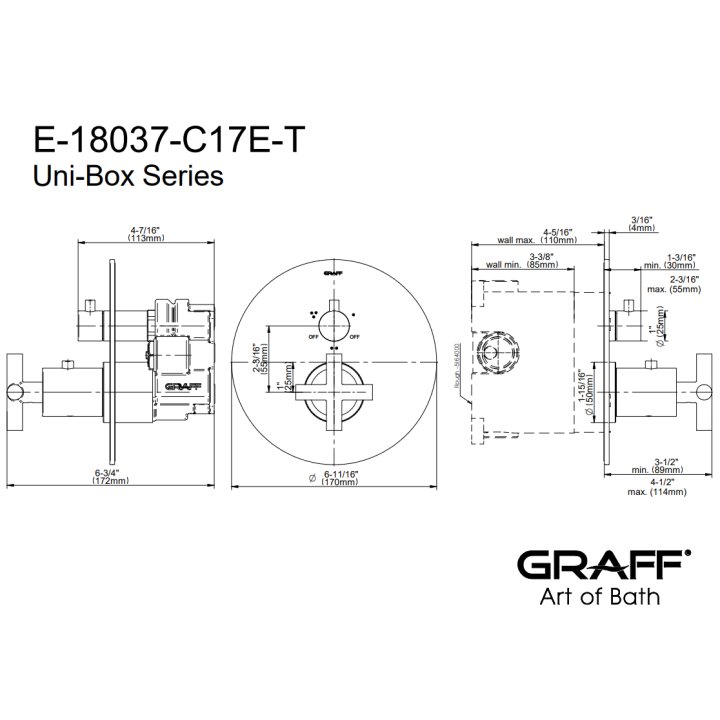 Element zewnętrzny Graff Terra baterii natryskowej na 3 wyjścia chrom E-18037-C17E-PC-T
