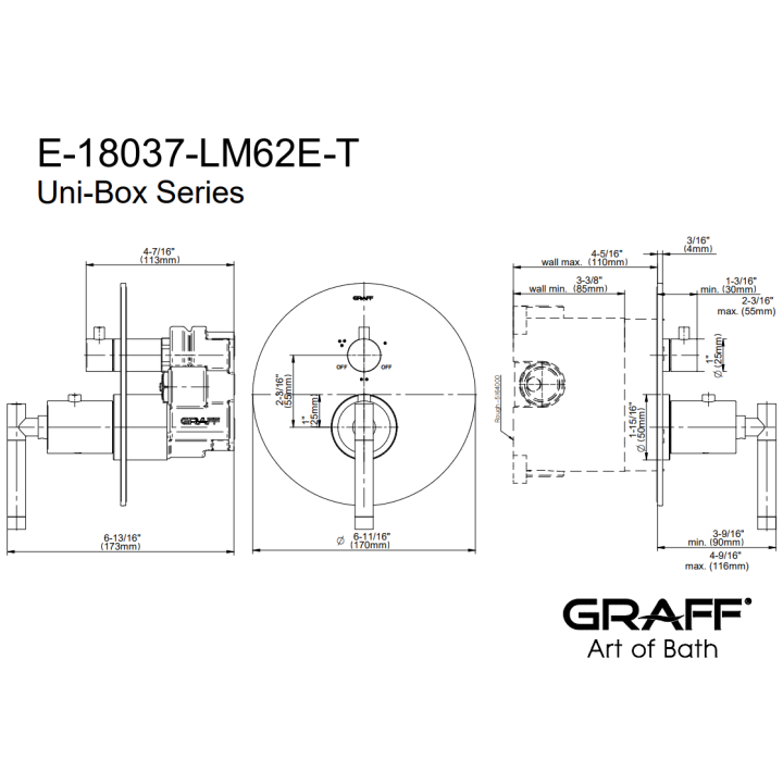 Element zewnętrzny Graff Terra baterii natryskowej na 3 wyjścia chrom E-18037-LM62E-PC-T