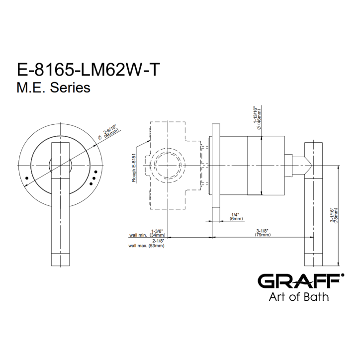 Element zewnętrzny Graff Terra baterii natryskowej na 2 lub 3 wyjścia chrom E-8165-LM62W-PC-T