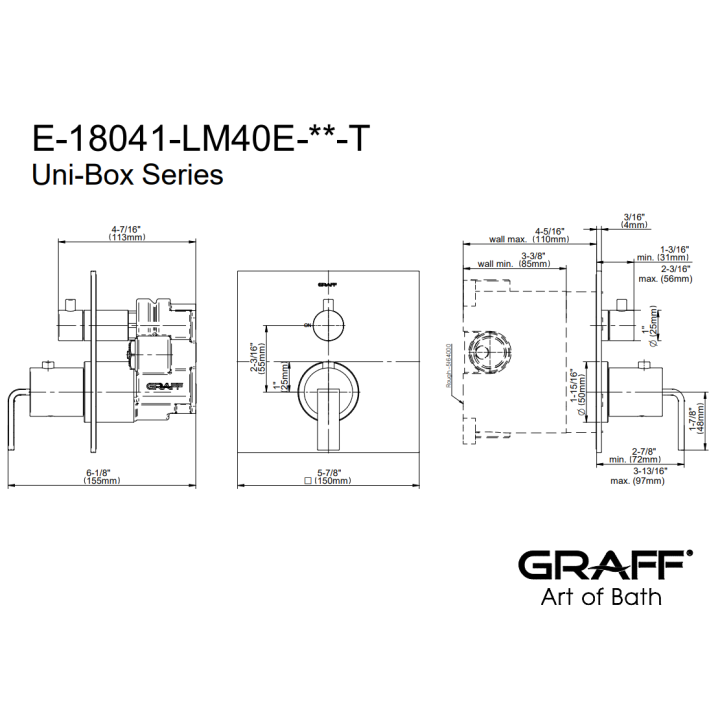 Element zewnętrzny Graff Immersion baterii natryskowej chrom E-18041-LM40E-PC-T