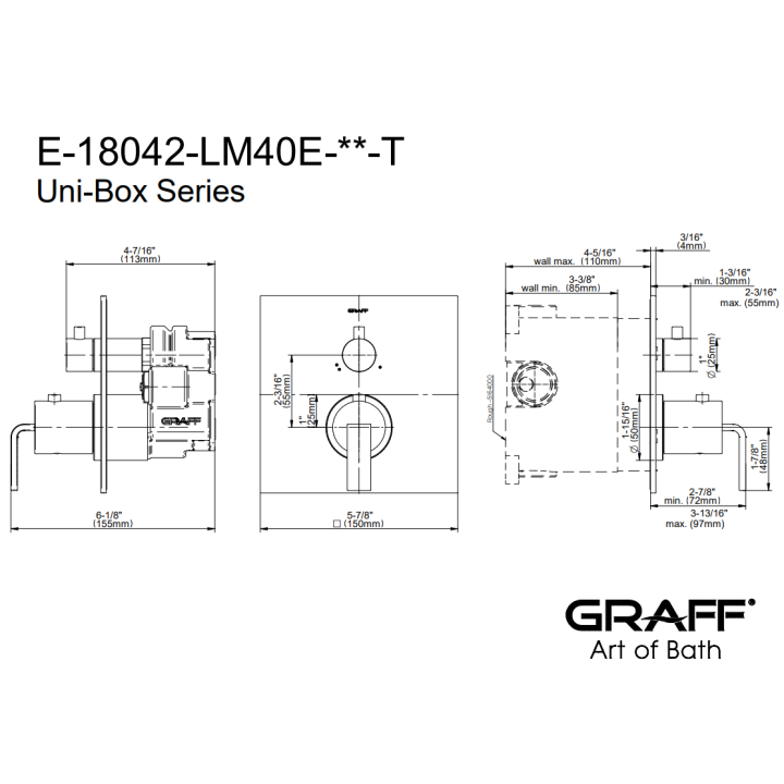 Element zewnętrzny Graff Immersion baterii natryskowej na 2 wyjścia chrom E-18042-LM40E-PC-T