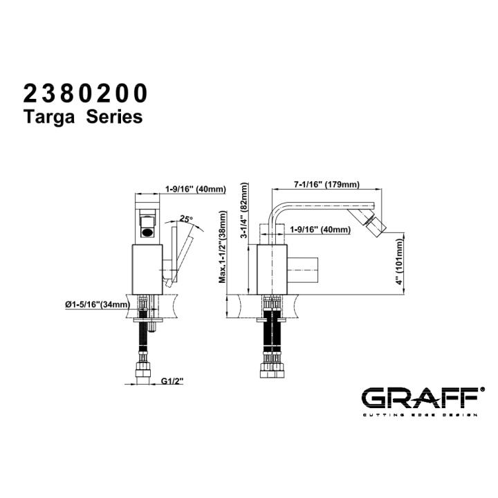 Bateria bidetowa Graff Sade chrom E-3660-LM36-PC