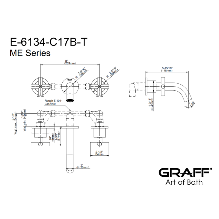 Bateria umywalkowa Graff M.E. z wylewką 14,8 chrom E-6134-C17B-PC