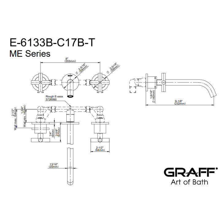Bateria umywalkowa Graff M.E. z wylewką 23,2 chrom E-6133B-C17B-PC-T