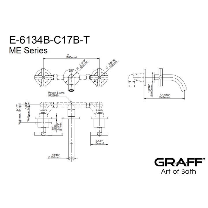 Bateria umywalkowa Graff M.E. z wylewką 14,8 cm chrom E-6134B-C17B-PC-T