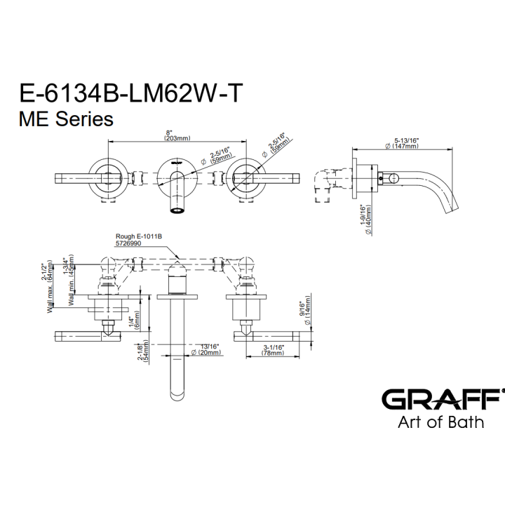 Bateria umywalkowa Graff M.E. z wylewką 14,8 cm chrom E-6134B-LM62W-PC-T