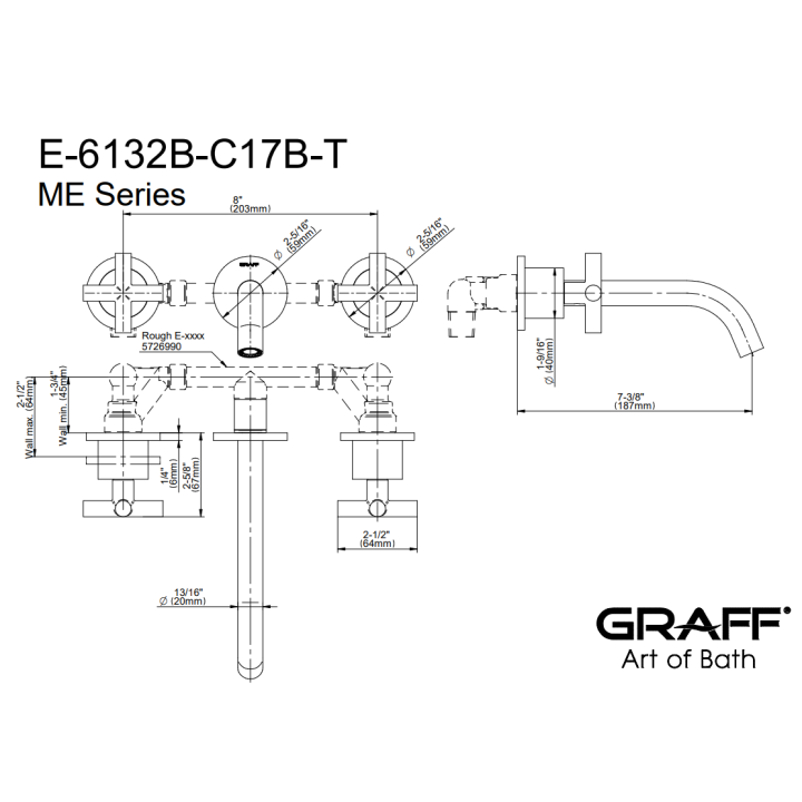 Bateria umywalkowa Graff M.E. z wylewką 18,8 cm chrom E-6132B-C17B-PC-T