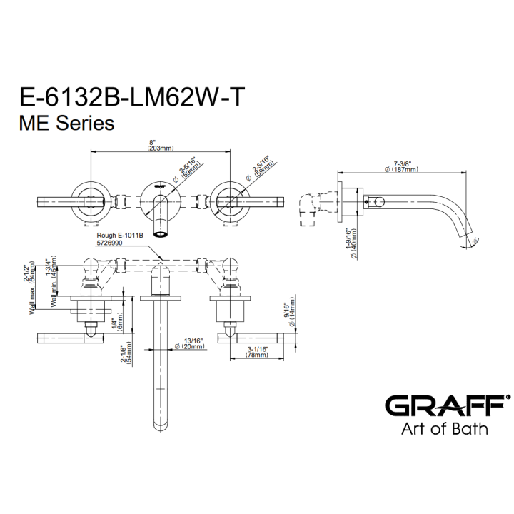Bateria umywalkowa Graff M.E. z wylewką 18,8 cm chrom E-6132B-LM62W-PC-T