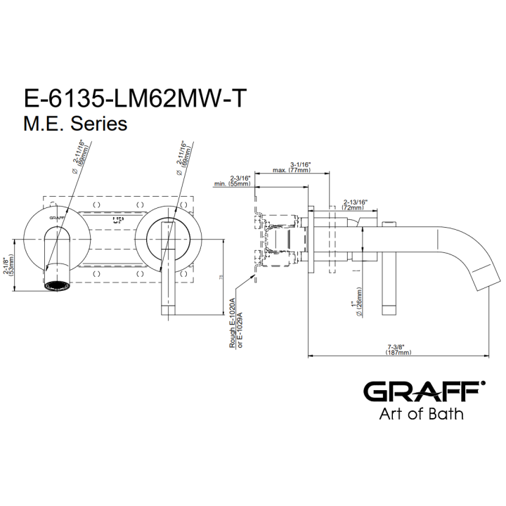 Bateria umywalkowa Graff M.E. z wylewką 18,8 cm chrom E-6135-LM62MW-PC-T