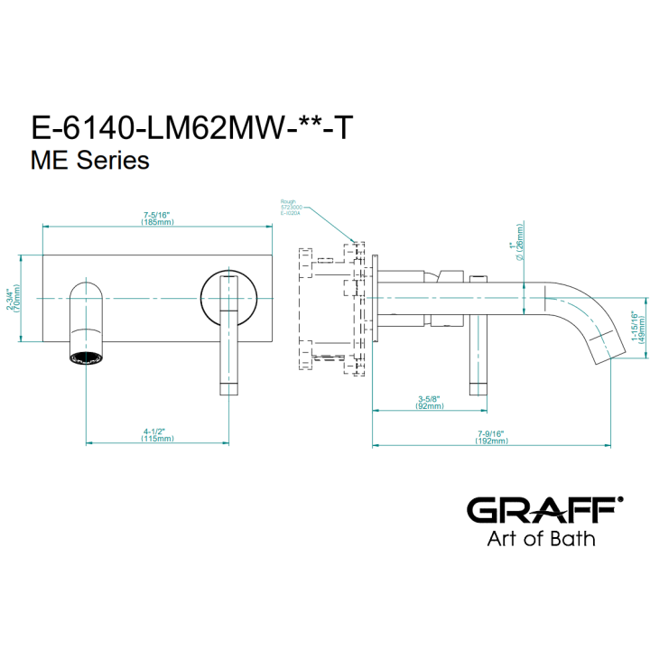 Bateria umywalkowa Graff M.E. z wylewką 19,2 cm chrom E-6140-LM62MW-PC-T