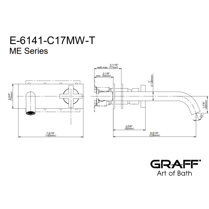 Bateria umywalkowa Graff M.E. z wylewką 23,6 cm chrom E-6141-C17MW-PC-T