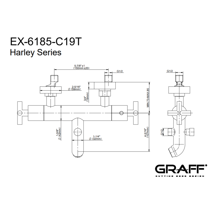 Bateria wannowa Graff M.E. termostatyczna chrom EX-6185-C17T-PC