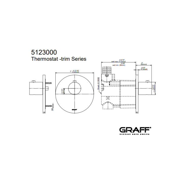 Element zewnętrzny Graff M.E. baterii natryskowej termostatycznej chrom E-8037-RH-T