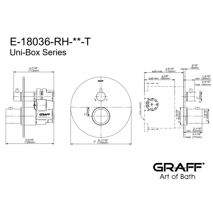 Element zewnętrzny Graff M.E. baterii natryskowej na 2 wyjścia chrom E-18036-RH-PC-T
