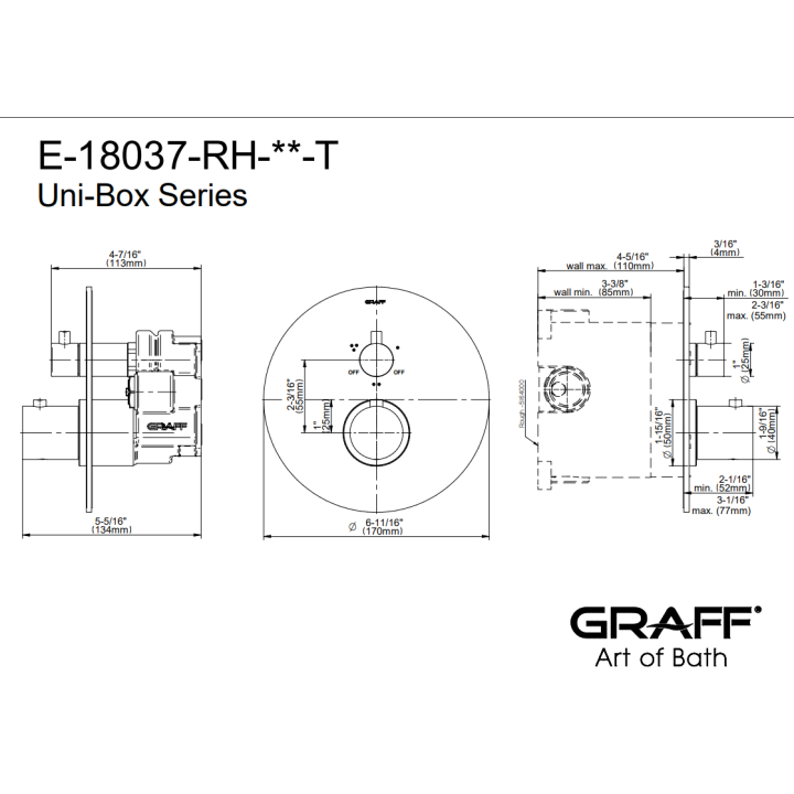 Element zewnętrzny Graff M.E. baterii natryskowej na 3 wyjścia chrom E-18037-RH-PC-T