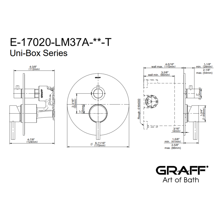 Bateria natryskowa Graff M.E. podtynkowa 3/4" na 2 wyjścia chrom E-17020-LM37A-PC-T