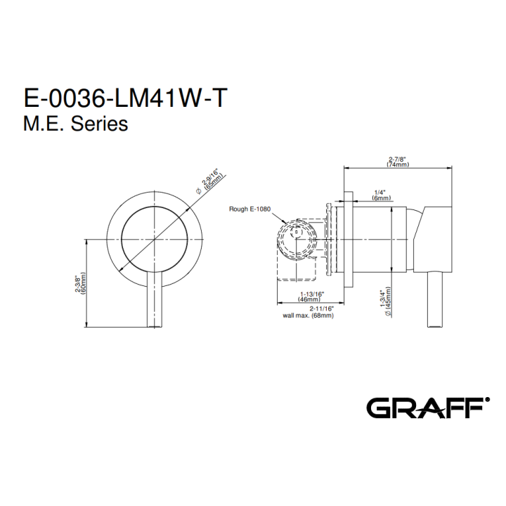 Element zewnętrzny Graff M.E. baterii natryskowej chrom E-0036-LM41MW-PC-T