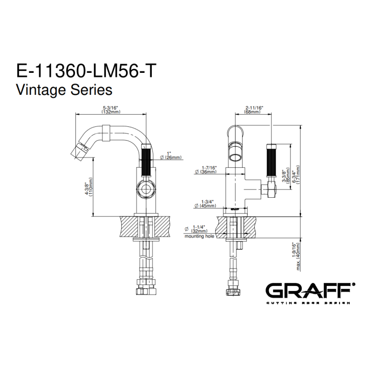 Bateria bidetowa Graff Vintage progresywna chrom E-11360-LM56-PC