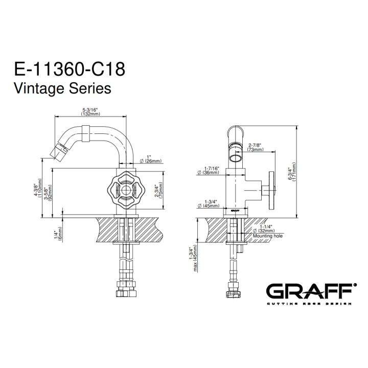 Bateria bidetowa Graff Vintage progresywna chrom E-11360-C18-PC