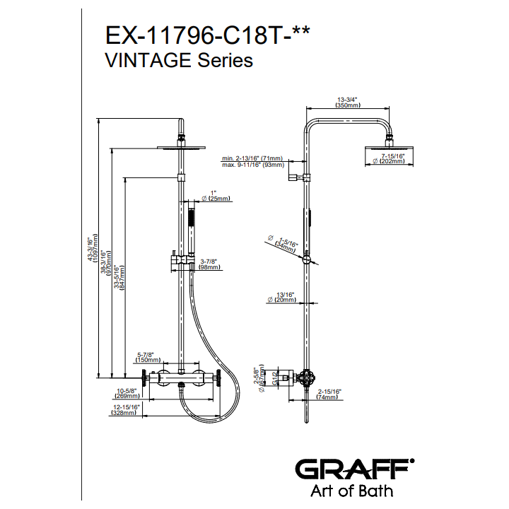 Zestaw natryskowy Graff Vintage termostatyczny chrom EX-11796-C18T-PC