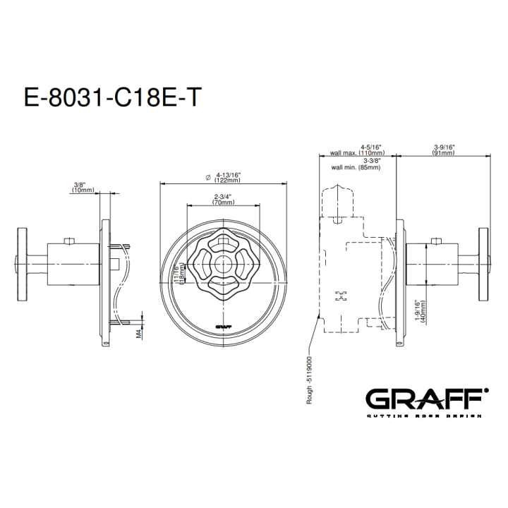 Element zewnętrzny Graff Vintage baterii termostatycznej natryskowej chrom E-8031-C18E-PC-T