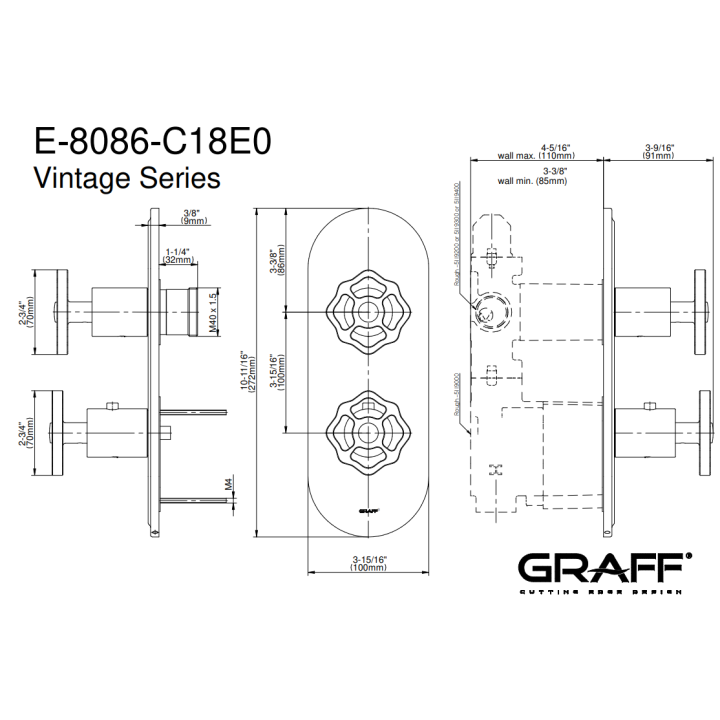 Element zewnętrzny Graff Vintage baterii natryskowej chrom E-8086-C18E0-PC-T