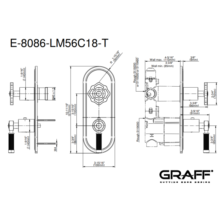 Element zewnętrzny Graff Vintage baterii natryskowej chrom E-8086-LM56C18-PC-T
