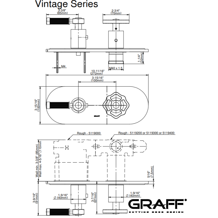 Element zewnętrzny Graff Vintage baterii natryskowej chrom E-8086H-LM56C18-PC-T