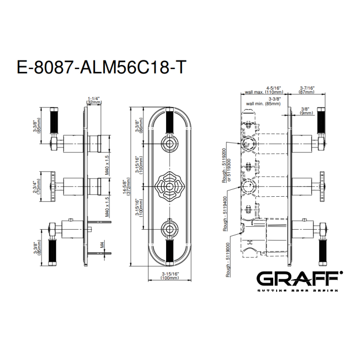 Element zewnętrzny Graff Vintage baterii natryskowej chrom E-8087-ALM56C18-PC-T