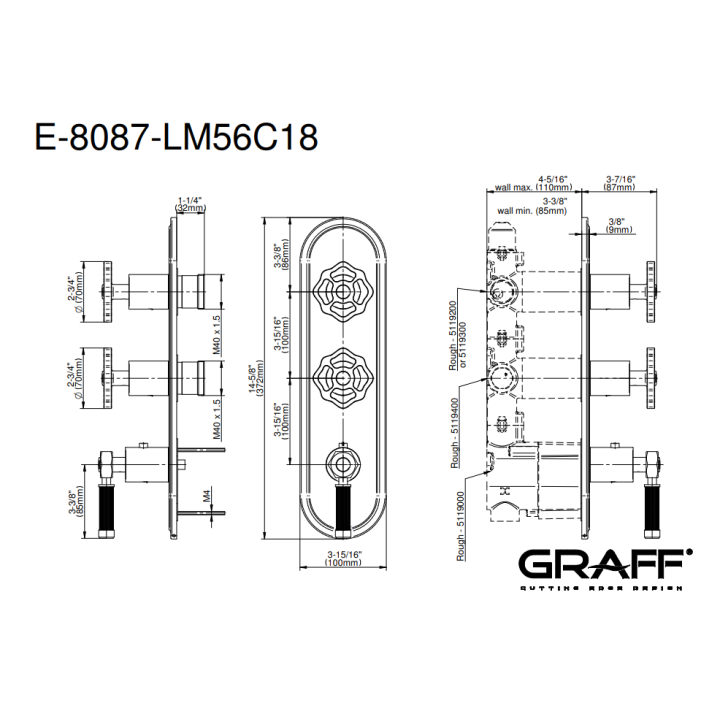 Element zewnętrzny Graff Vintage baterii natryskowej chrom E-8087-LM56C18-PC-T