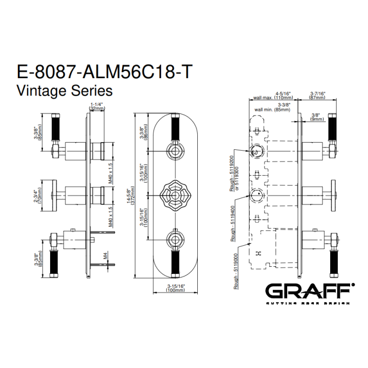 Element zewnętrzny Graff Vintage baterii natryskowej chrom E-8087H-ALM56C18-PC-T