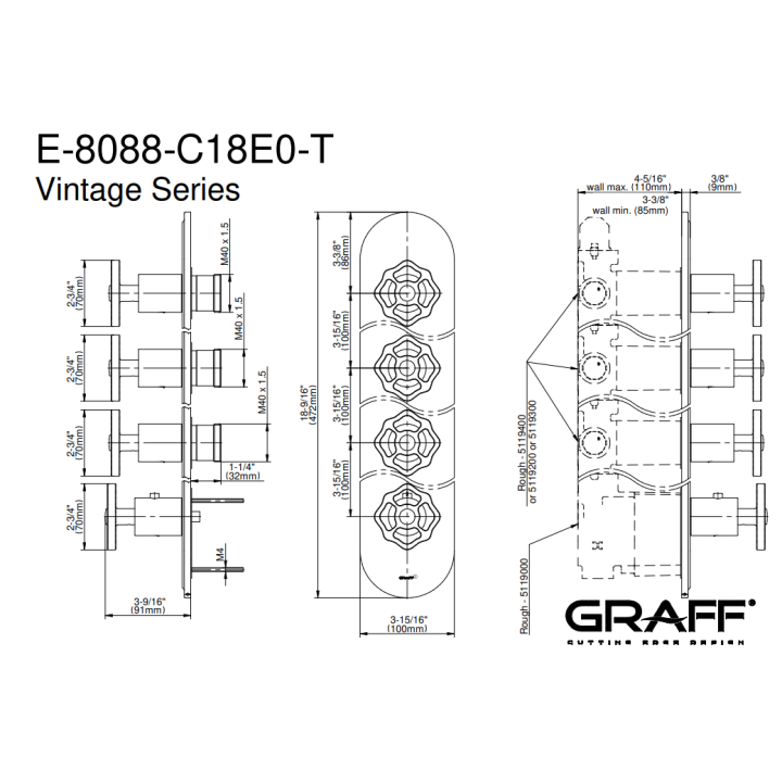 Element zewnętrzny Graff Vintage baterii natryskowej chrom E-8088-C18E0-PC-T