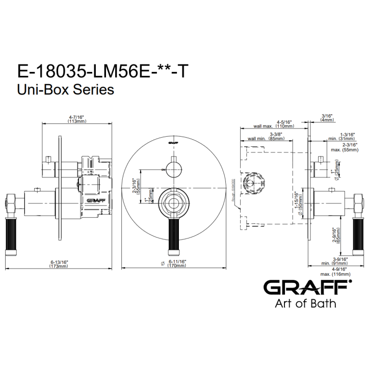 Element zewnętrzny Graff Vintage baterii natryskowej termostatycznej chrom E-18035-LM56E-PC-T