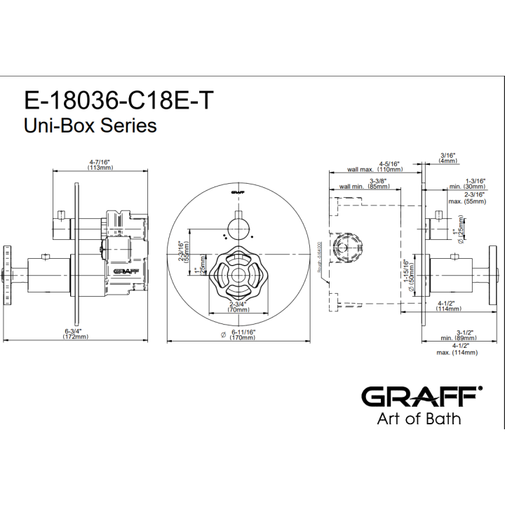 Element zewnętrzny Graff Vintage baterii natryskowej termostatycznej na 2 wyjścia chrom E-18036-C18E-PC-T