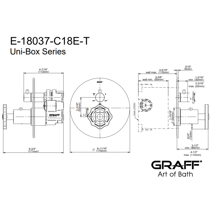 Element zewnętrzny Graff Vintage baterii natryskowej termostatycznej na 3 wyjścia chrom E-18037-C18E-PC-T