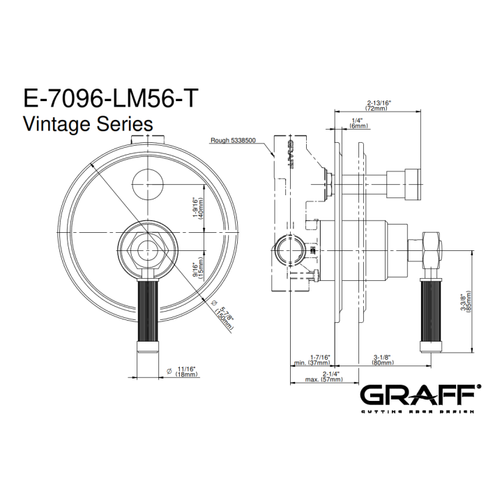 Element zewnętrzny Graff Vintage baterii natryskowej progresywnej chrom E-7096-LM56-PC-T