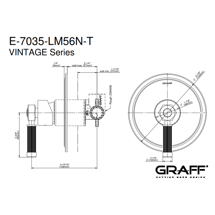 Element zewnętrzny Graff Vintage baterii natryskowej chrom E-7035-LM56N-PC-T