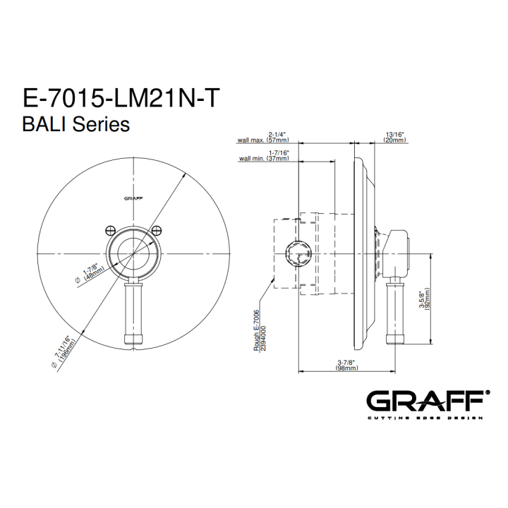 Element zewnętrzny Graff Bali baterii natryskowej chrom E-7015-LM21N-PC-T
